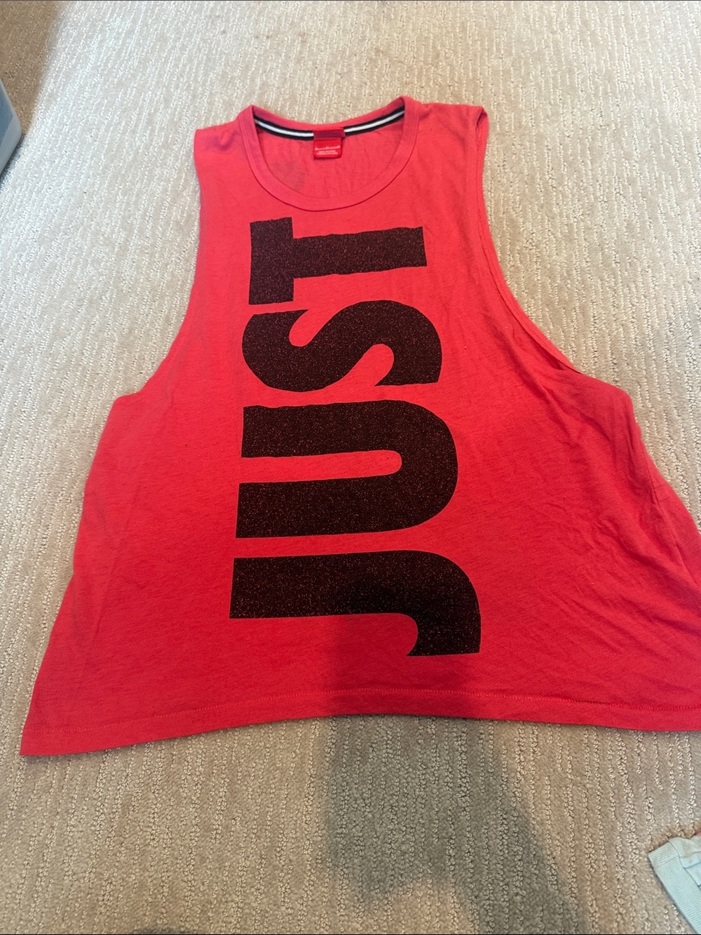 Nike Red Women’s Muscle Tank with Vertical JUST Graphic